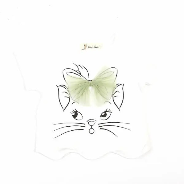 Kitty Tee With Tulle Bow