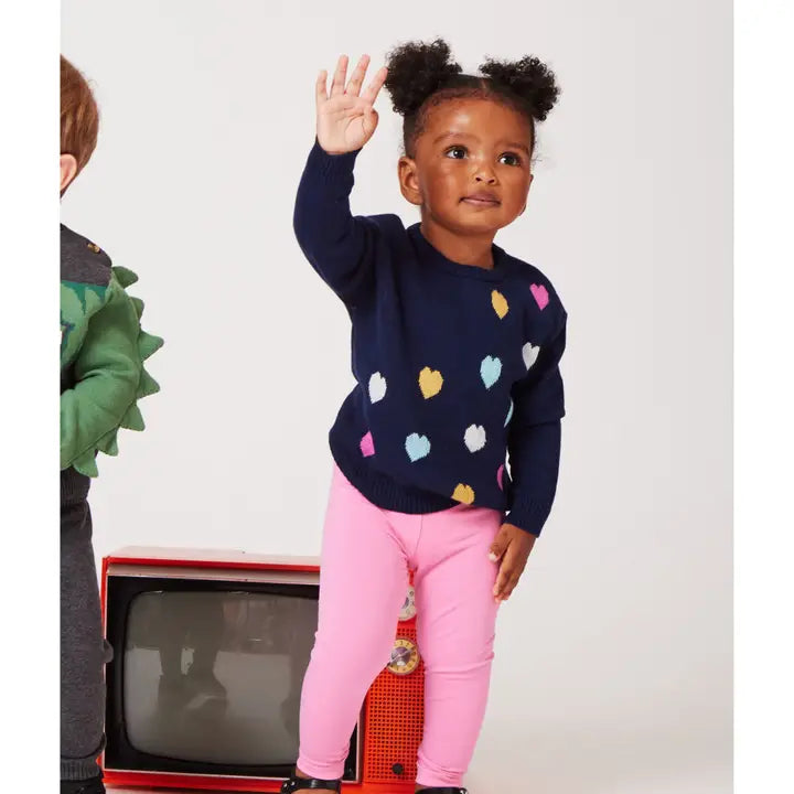 Andy & Evan| Infant Heart Sweater w/Pink Legging Set