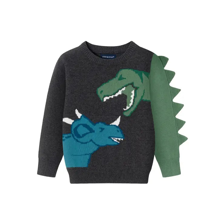 Andy & Evan | Kids (2-4) Sweater Set | Charcoal Dinosaur