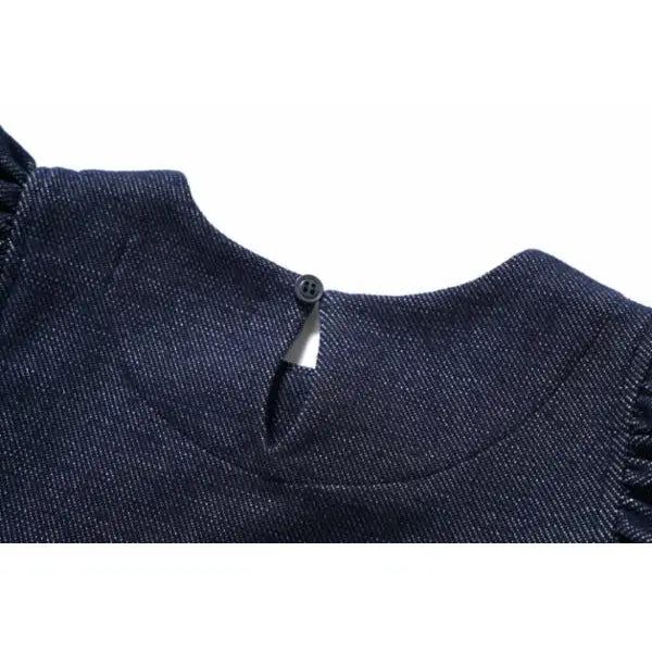 Apron Denim Top & Ruffle Hem Pants Set