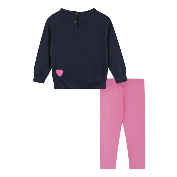 Andy & Evan| Infant Heart Sweater w/Pink Legging Set