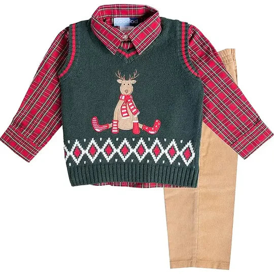 Good Lad | Infant Boys Green Christmas Sweater Vest Set