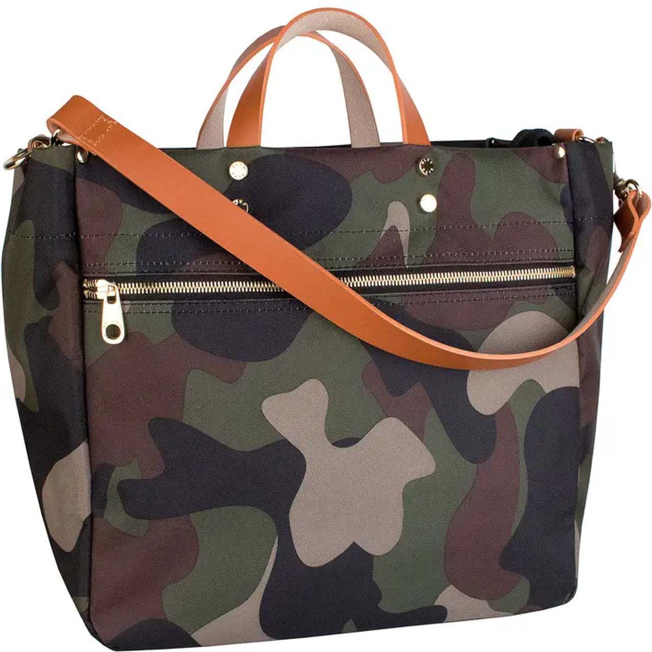 Boulevard "Codie" Camo Nylon Tote with Leather Accents