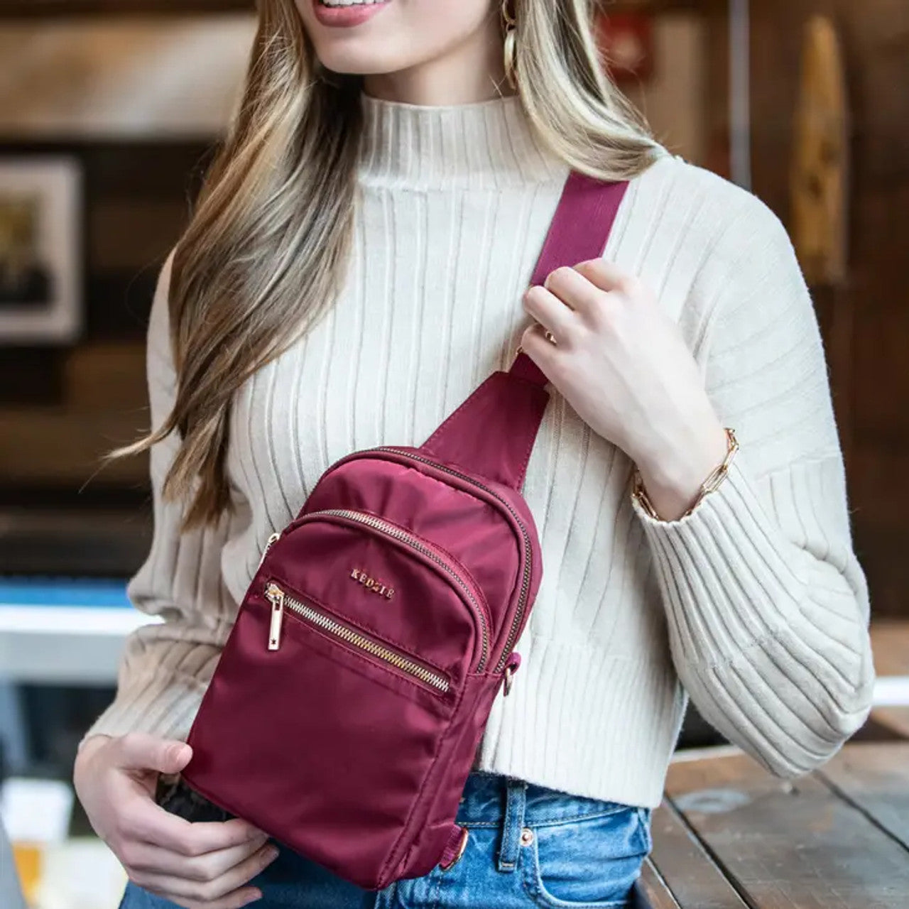 Kedzie Roundtrip Convertible Sling Open Stock-Burgundy
