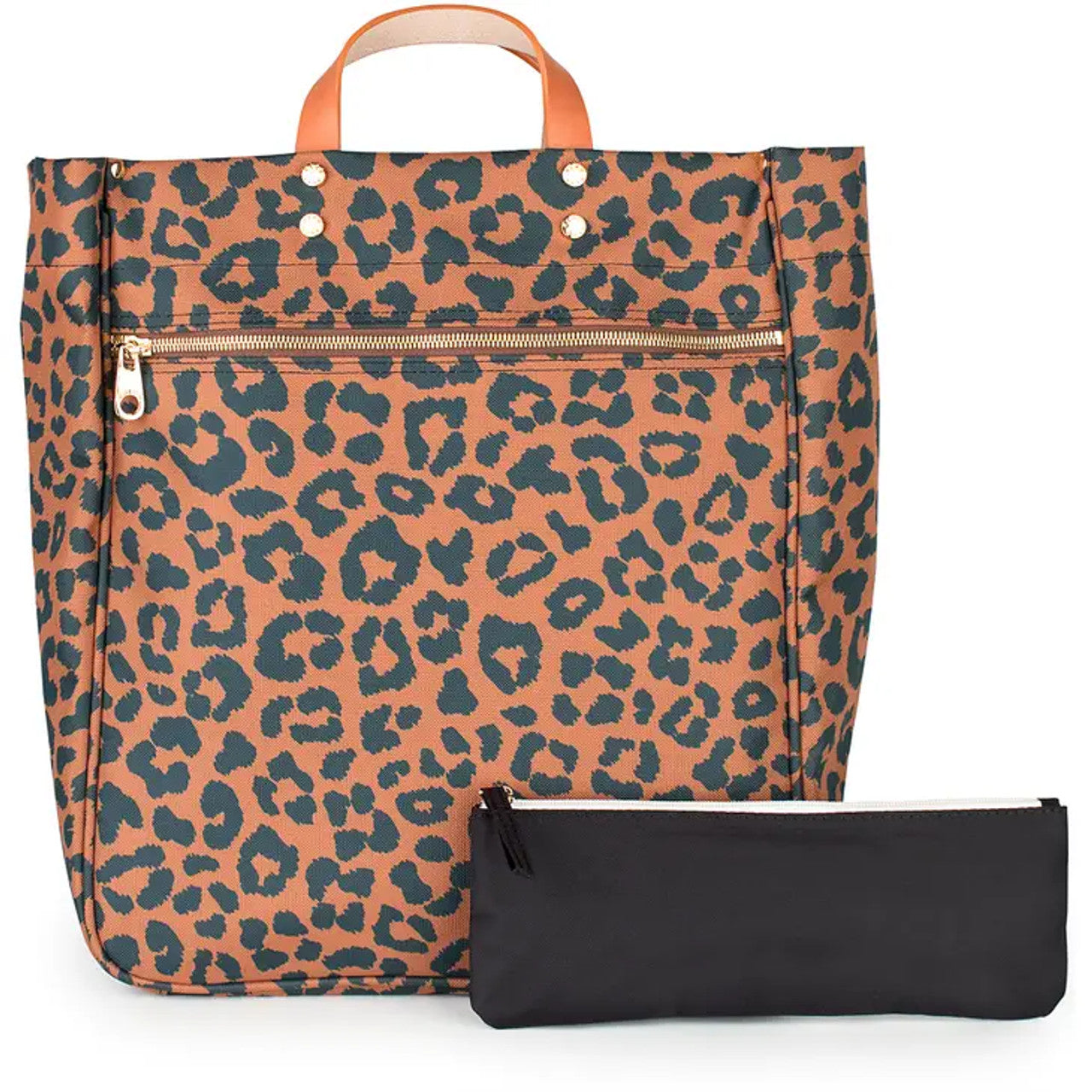 Boulevard "Parker" Leopard Nylon Tote with Leather Accents