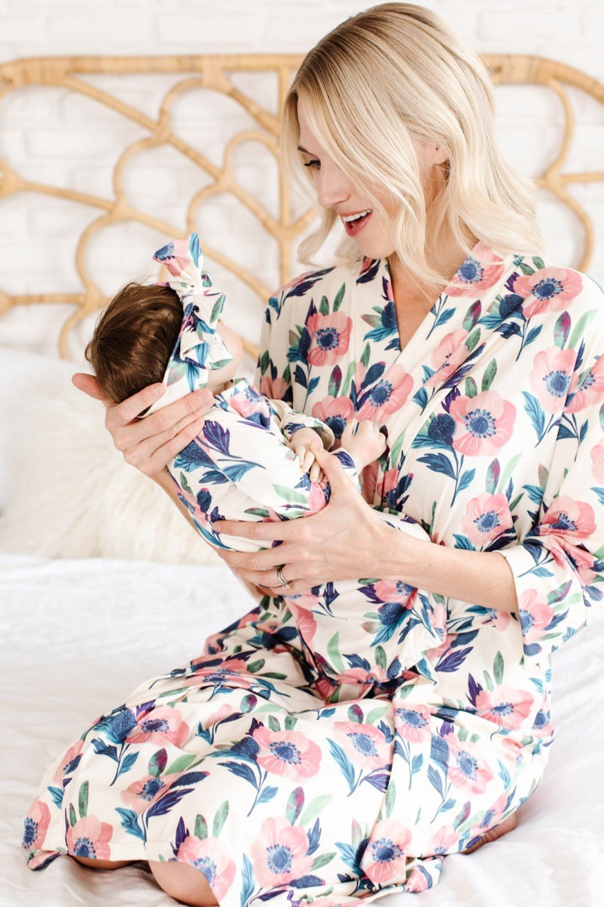 Pink Flowers Mommy Robe