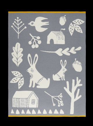 Sophie Cotton Stroller Pram Blanket - Folk Blue