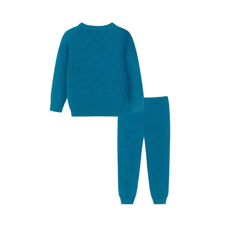 Andy & Evan | Kids (2-4) Sweater Set | Teal Spaceship