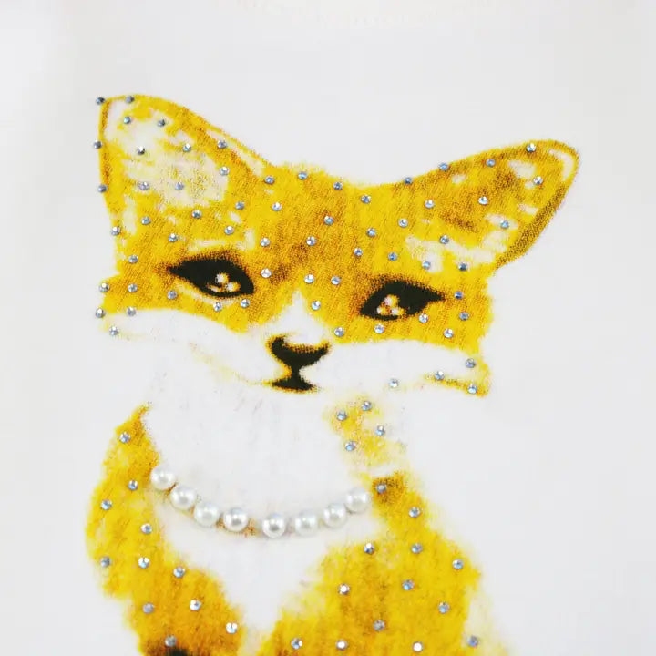 Doe a Dear | Fox Print Embellished Top