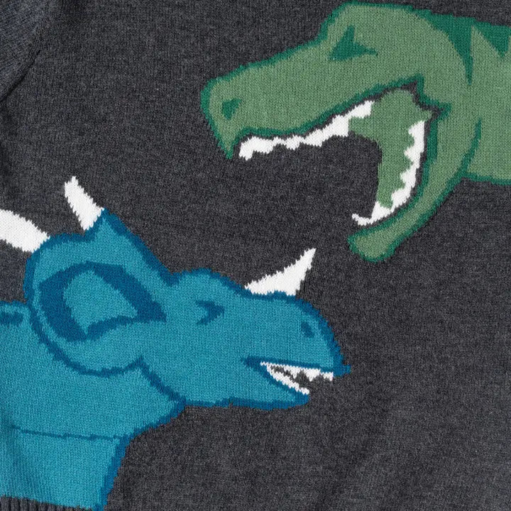 Andy & Evan | Kids (2-4) Sweater Set | Charcoal Dinosaur