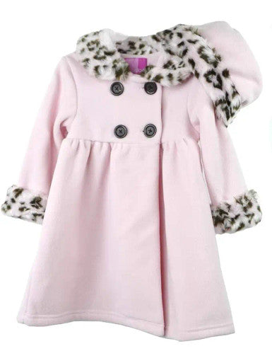 Good Lad | Toddler Girl Pink Fleece Dress Coat With Hat