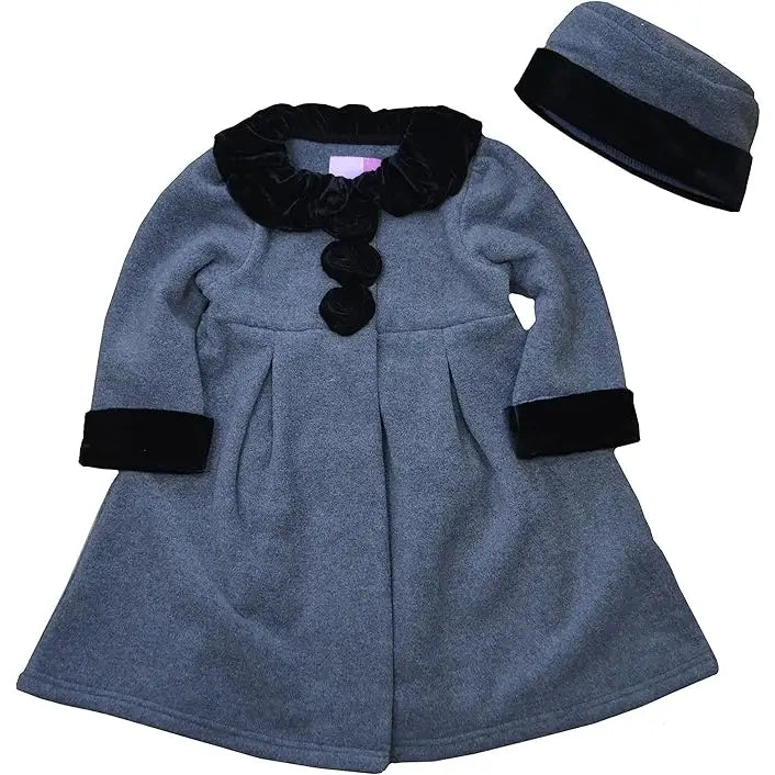 Good Lad | Toddler Girls Elegant Dressy Fleece Coat with Hat | Gray