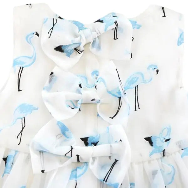 Bow Back Flamingo Dress | Blue