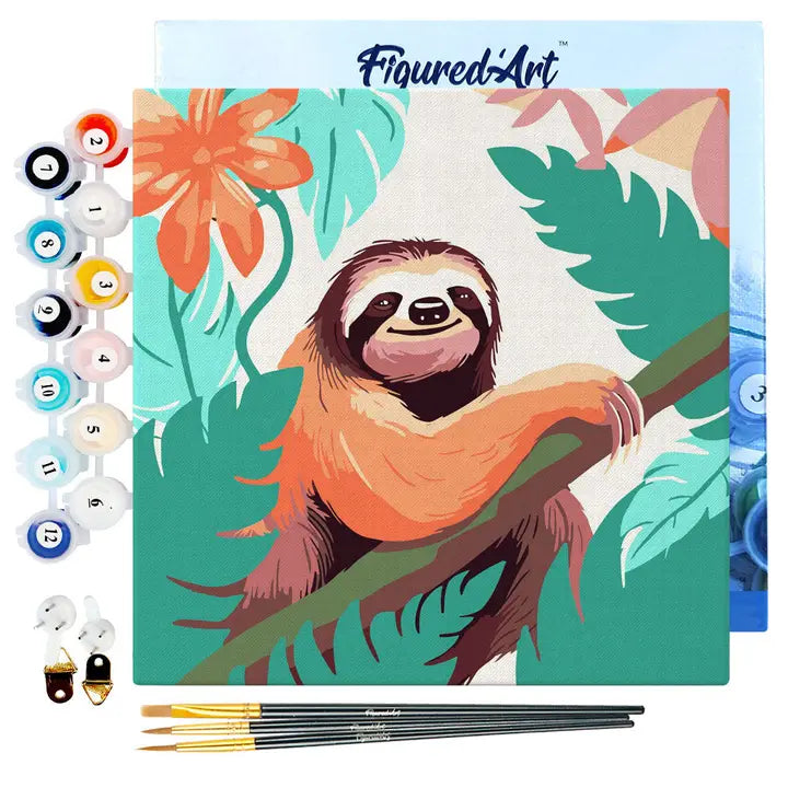 Figured'Art | Mini Paint By Numbers Framed - Tropical Sloth