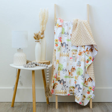 Honey Lemonade | Baby and toddler minky blanket- farm animals