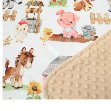 Honey Lemonade | Baby and toddler minky blanket- farm animals