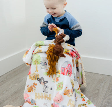 Honey Lemonade | Baby and toddler minky blanket- farm animals