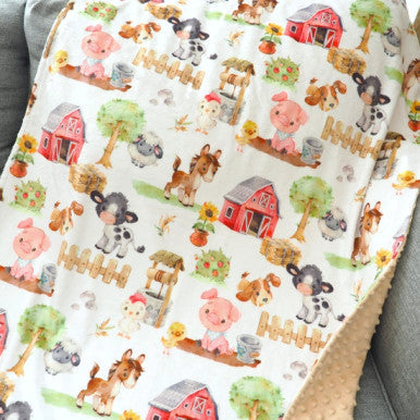 Honey Lemonade | Baby And Toddler Minky Blanket-Farm Animal