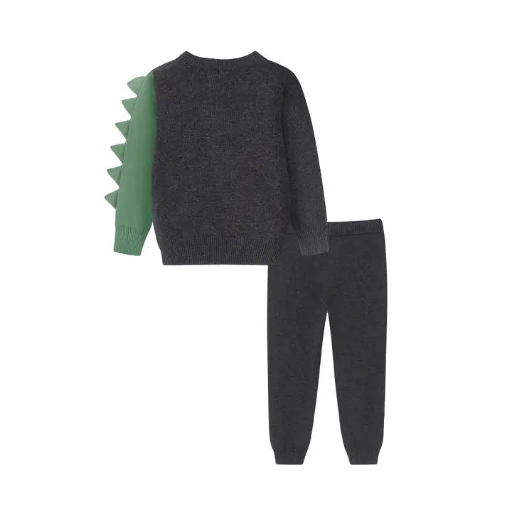 Andy & Evan | Kids (2-4) Sweater Set | Charcoal Dinosaur