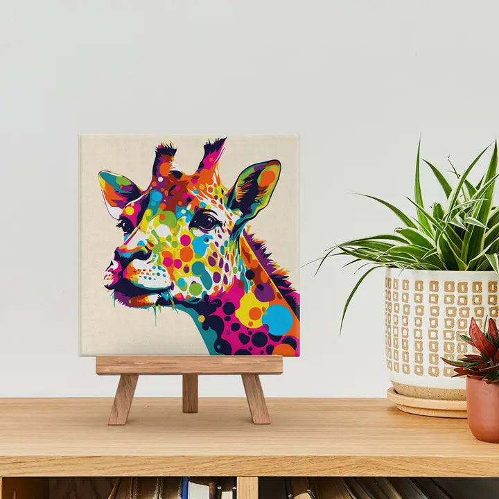 Figured'Ar t| Mini Paint By Numbers Framed - Giraffe Abstract Pop Art