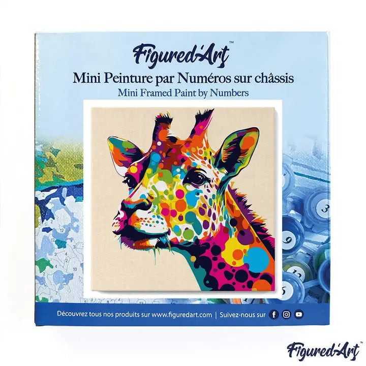Figured'Ar t| Mini Paint By Numbers Framed - Giraffe Abstract Pop Art
