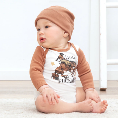 Tesa Babe | Wild West/Tan Little Buckaroo Set Of Bodysuits