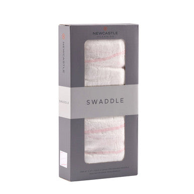 New Castle Pink Stripe Swaddle Blanket
