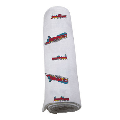 New Castle Vintage Steam Train Swaddle Blanket