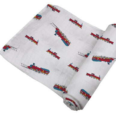 New Castle Vintage Steam Train Swaddle Blanket