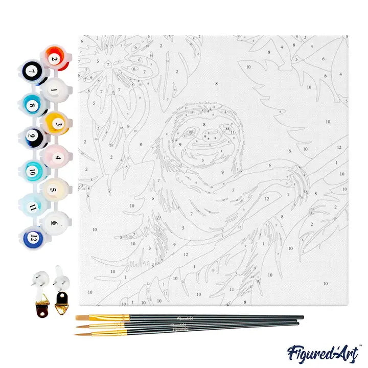 Figured'Art | Mini Paint By Numbers Framed - Tropical Sloth