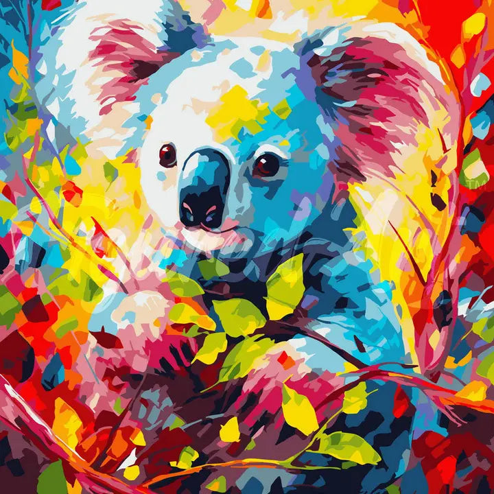 Figured'Art | Paint By Numbers Rolled - Colorful Abstract Koala