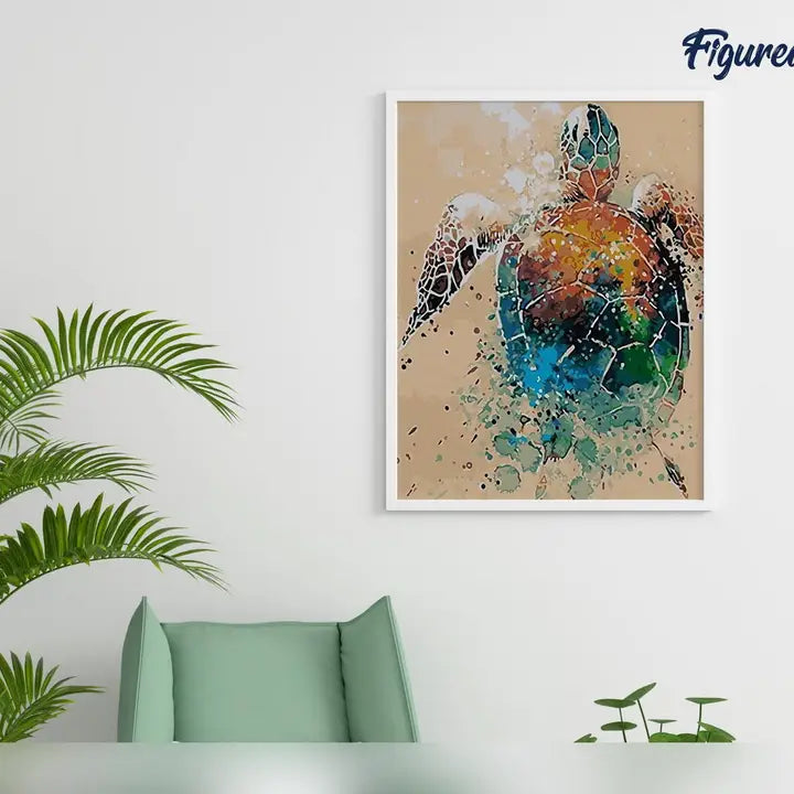 Figured'Art | Paint By Numbers Framed | Turtle Design