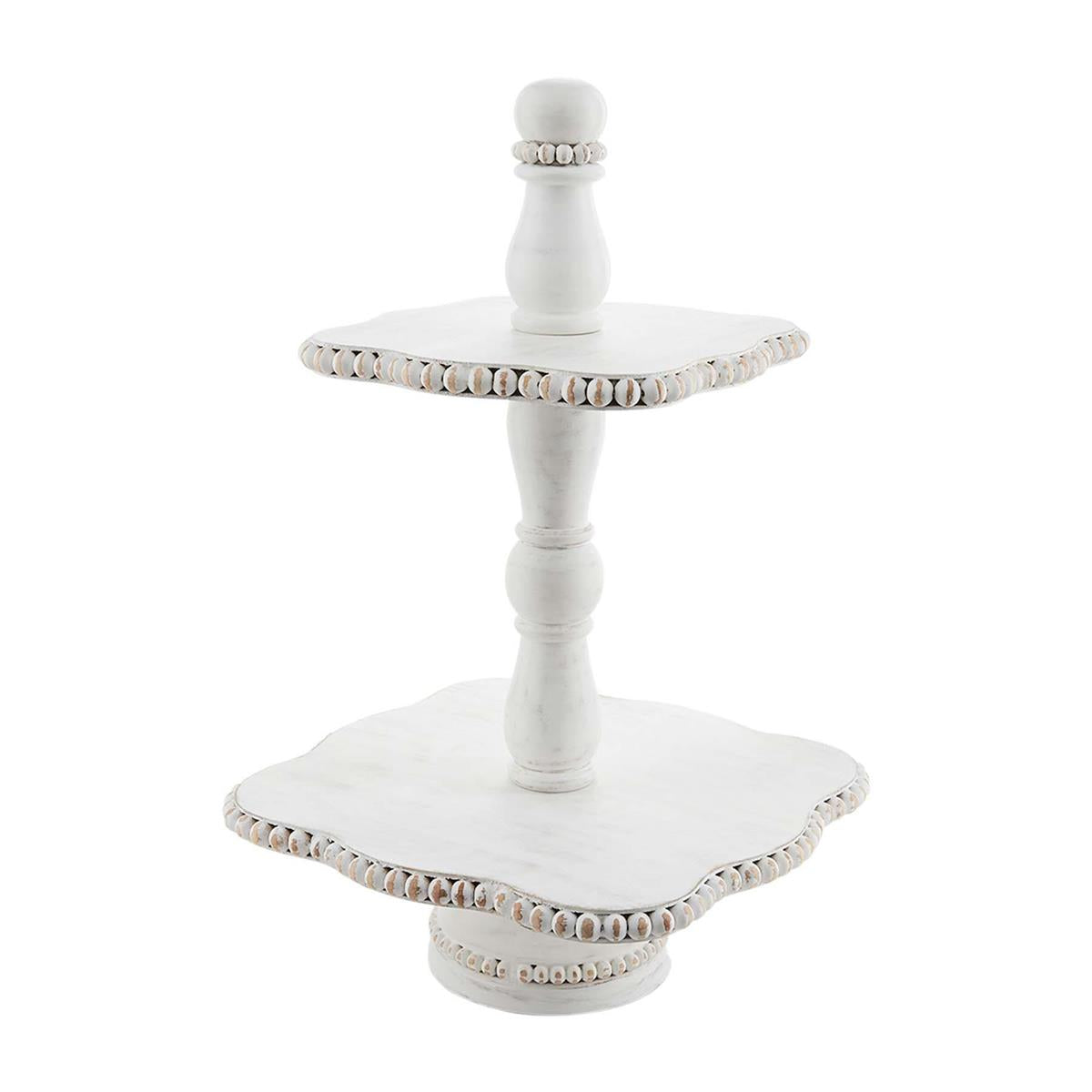 Mud Pie | White Beaded Tiered Server