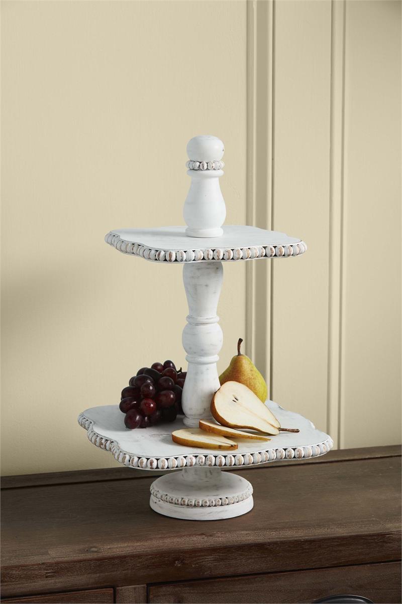 Mud Pie | White Beaded Tiered Server