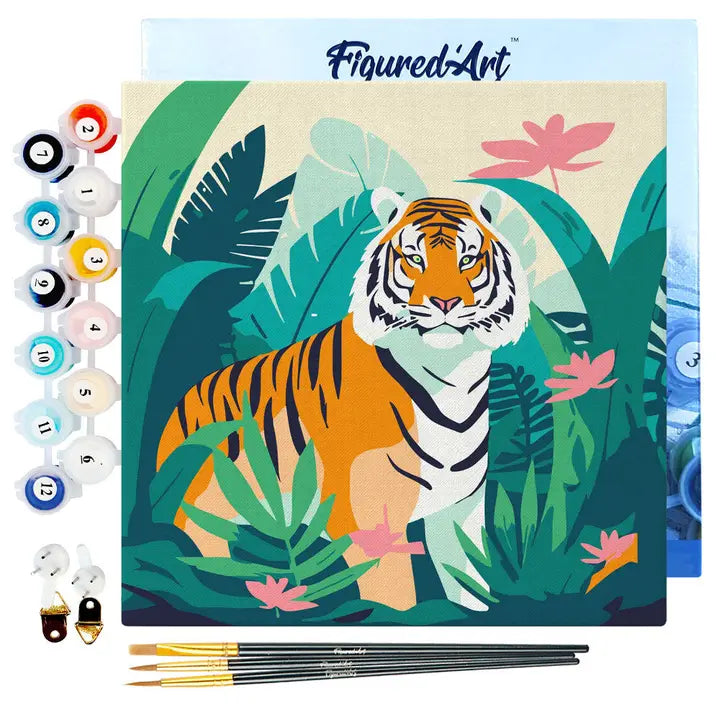 Figured'Art | Mini Paint By Numbers Framed - Tropical Bengal Tiger