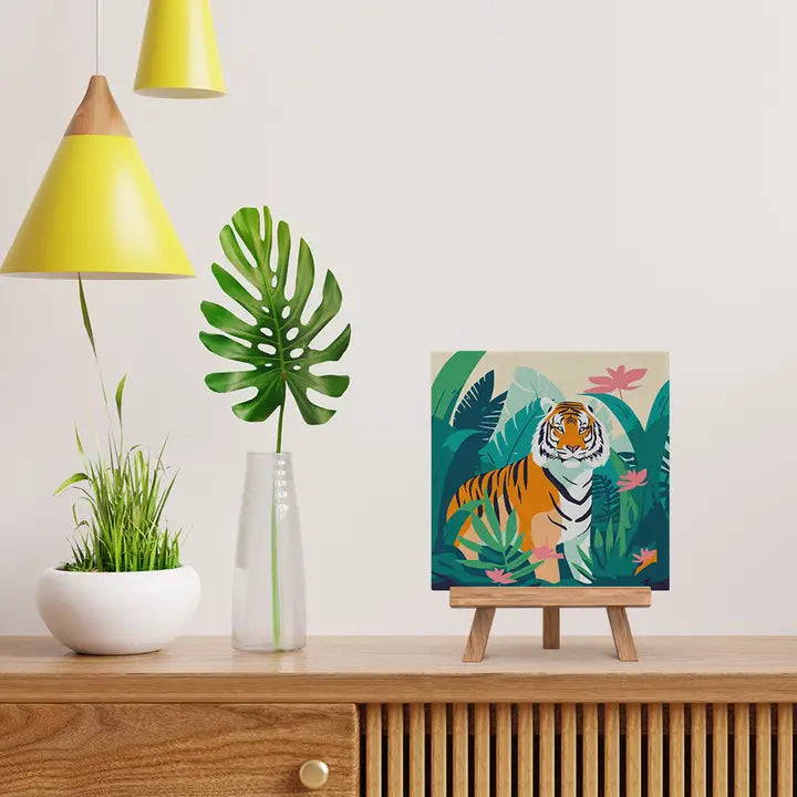 Figured'Art | Mini Paint By Numbers Framed - Tropical Bengal Tiger