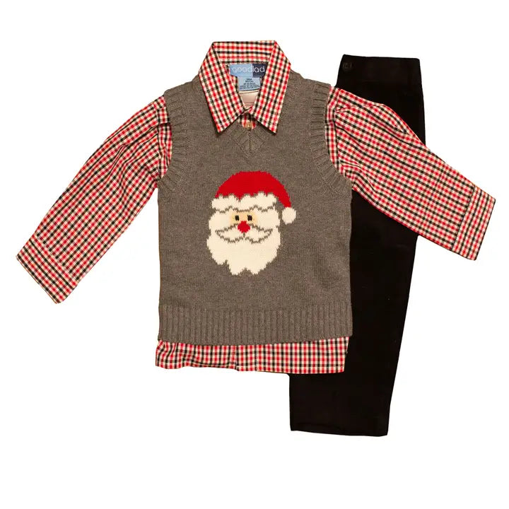 Good Lad | Toddle Boys Grey Santa Intarsia Sweater Set